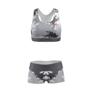 OEM Customized <b>Crop</b> <b>Top</b> High Waist Shorts High <b>Support</b> Bra Set Camouflage Print Spandex Polyester Women Yoga Gym Workout Wear - Product Image 2