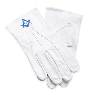 Gants maçonniques en coton blanc avec broderie couronne et croix, longueur poignet, respirants, décontractés, pour le printemps et l'automne - Product Image 3