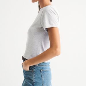 T-shirt en coton personnalisé pour femme, manches courtes, col rond, décontracté, basique, doux et respirant, fournisseur OEM ODM - Product Image 2