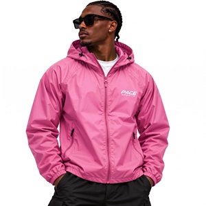 mens <b>light</b> grey white windbreaker jacket hooded water resistant lightweight nylon zip athletic running coat streetwear <b>shell</b> - Product Image 6