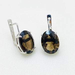 Boucles d'oreilles tendance en argent sterling et quartz fumé pour femmes, pour un usage quotidien et festif, à prix attractif - Product Image 3