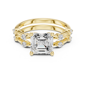 Anillo de Oro Amarillo Sólido de 14K con Certificado GRA, Nuevo Diseño, con Diamante Cultivado en Laboratorio con Corte Asscher, Anillo de Boda a Precio de Mayoreo - Product Image 3