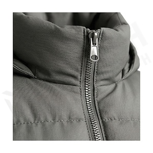 Hooded Quilted Waterproof <b>Bubble</b> Jacket Black Full Sleeve Winter Windproof Cotton Shell Knitted Fabric Polyester Filling Stand - Product Image 4