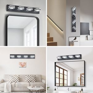 Lampada da Parete Moderna Nera da 26 Pollici con 4 Luci LED, Paralumi Quadrati in Acrilico, Illuminazione a Specchio per Bagno - Product Image 4