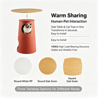 Table d'appoint 2-en-1 pour chat avec niche douillette – Mobilier moderne pour animaux de compagnie en PP durable, utilisable en intérieur et en extérieur