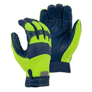 ถุงมือทำงานผู้ชายแบบประหยัด ฝ่ามือหนังสังเคราะห์ ระบายอากาศได้ดี ด้านหลังผ้ายืดสแปนเด็กซ์ ปรับข้อมือได้ ถุงมืออเนกประสงค์เพื่อความปลอดภัย ผลิตในสหรัฐอเมริกา - Product Image 1