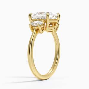 Anillo de Diamantes con Corte Princesa, Diamante Cultivado en Laboratorio, Anillo de Compromiso de Tres Piedras con Piedra Lateral Ovalada en Oro de 14K y 18K, Joyería Fina de Lujo - Product Image 3