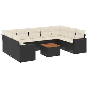 Modular Garden <b>Sofa</b> <b>Set</b> Black PE Rattan Outdoor Furniture Contemporary Design High-Density Foam Cushions - Product Image 2