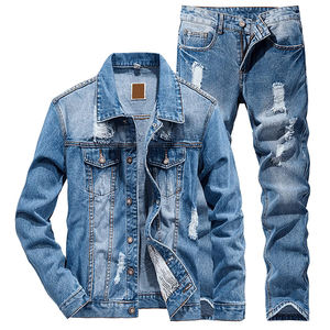 Conjunto de Chaqueta y Pantalón de Mezclilla Hecho a Medida por Fabricante de Alta Gama para Hombre, Conjunto de Mezclilla de Estilo Vintage de Alta Calidad para Unisex - Product Image 1