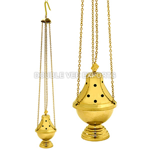 เครื่องหอมทองเหลืองสำหรับพิธีกรรมทางศาสนาพร้อมสายโซ่ |   กระถางธูปสำหรับโบสถ์ - DOUBLE VEE EXPORTS - Product Image 2