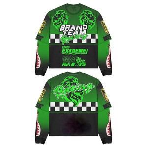 Camiseta de malla de poliéster de doble capa para mujer, 180GSM, transpirable, verde y negro, paneles de carreras, sublimación, logotipo personalizado, camisetas de doble capa - Product Image 1