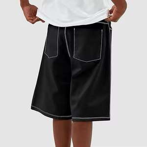 Summer Streetwear Straight Custom Jorts Baggy Distressed Dark Washed Cotton Denim Shorts Men Vintage Fashion Jeans Men Shorts - Product Image 3