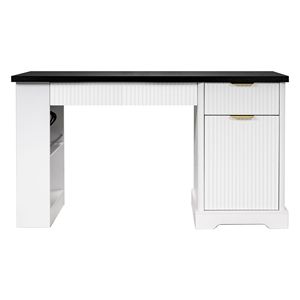 Scrivania Moderna Scanalata da 55 Pollici con Armadietto Contenitore e Pannello Forato con Prese Elettriche per Ufficio Domestico - Product Image 6