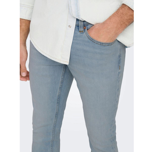 Jeans en denim bleu clair pour hommes, coupe classique, taille plus, coupe slim, jeans décontractés pour hommes, jeans en coton confortables et flexibles - Product Image 4