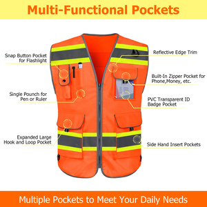 Chaleco de seguridad de alta calidad con el mejor material para trabajadores, chaleco de seguridad de alta visibilidad con logotipo y diseño personalizados. - Product Image 5