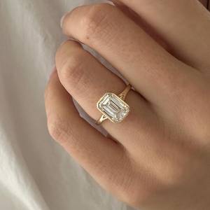 3 Carat <b>Emerald</b> Cut E VVS2 Lab Grown Diamond Bezel Set Solitaire <b>Ring</b> , Art Deco <b>Emerald</b> Diamond <b>Ring</b> , 14k Gold, IGI Certified - Product Image 1