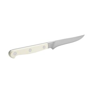 Ensemble de 4 couteaux à steak blancs avec lames pointues argentées et manches à triple rivets pour couper les steaks rôtis et la restauration - Product Image 6