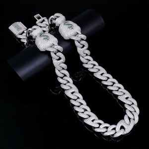 AMBER JEWELS Pulsera de Cadena Unisex de Oro Sólido de 18k con Baño de Rodio y Dijes de Cristal con Símbolo de Dólar, Estilo Hiphop para Boda - Product Image 2