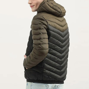 100% Nylon Puffer <b>Jacket</b> with Stand Collar Patchwork Design Hooded <b>Waterproof</b> & Breathable <b>Winter</b> Outerwear - Product Image 5