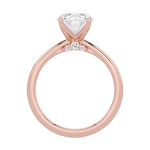Bague de fiançailles en or rose 10 carats avec diamant de laboratoire rond et ovale Heritage 3.08 ctw, élégante bague solitaire pour femme. - Product Image 2