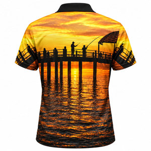 Camisa Polo de Pesca para Hombre con Estampado de Peces y Diseño de Atardecer en Muelle, Secado Rápido, UPF 50, Ropa para Exteriores - Product Image 3