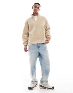 Chaqueta de Forro Polar Sherpa Estilo Moderno, Abrigos Sherpa con Bloques de Color Personalizados, Chaquetas de Forro Polar Sherpa para Hombre, Casuales, con Cierre, Talla Grande, para Invierno - Product Image 3