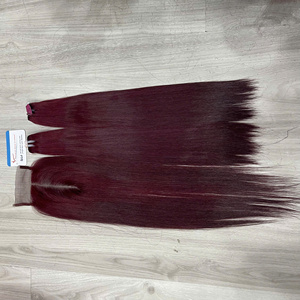 Extensiones de Cabello Humano Remy Color Borgoña, Doble Trama, Liso Natural, 100g, Alta Calidad, Precio de Fábrica al por Mayor - Product Image 1