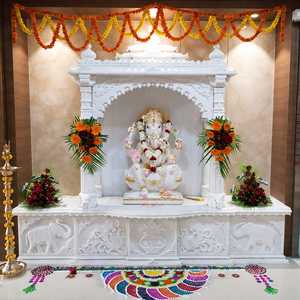 Luxury Hand Carved White Marble <b>Mandir</b> Outdoor Temple Designer Marble Pooja Mandap Custom Hindu Prayer <b>Mandir</b> Diwali - Product Image 1