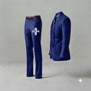 Traje de Pantalón y Chaqueta de Terciopelo Estilo Italiano para Hombre, Antiarrugas, Transpirable, Cierre de Botones, Diseño Plano Frontal, Viscosa/Poliéster - Product Image 4