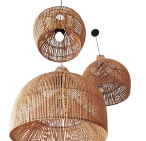 Artisan Woven Natural Rattan Lampshade Creative Straw Hanging Chandelier Cover Minimalist Gourd Pendant <b>Light</b> Shade Kitchen Isla - Product Image 4