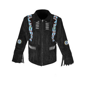Fringed & Beaded Original Cow <b>Leather</b> Western Style <b>Men</b> Beautiful Cowboy <b>Leather</b> <b>Jacket</b> for <b>Men</b> - Product Image 5