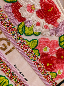 Bolso Tote Hecho a Mano con Cuentas Florales |   Bolso de Hombro de Lujo para Mujer con Cuentas, Personalizable, Duradero, Reutilizable, de Moda, para Playa y Viajes - Product Image 5