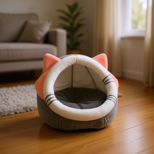 Cuccia per gatti Yommy Cat Cave 45x54x37cm in morbido pile corallo per gatti da interno, adatta a tutte le stagioni - Product Image 2