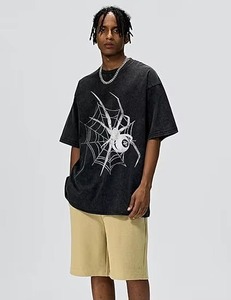 T-shirt Homme Personnalisé en Coton Épais Coupe Boxy Épaules Tombantes Manches Courtes Coupe Ample T-shirt Court Épais - Product Image 5