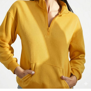 Sweat-shirt demi-zip au design optimal, manches classiques, col montant, tricoté, couleur unie, respirant, idéal pour l'automne - Product Image 1