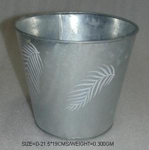 Maceta redonda de metal para flores, maceta galvanizada para flores - Product Image 5