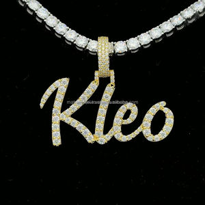 Unisex Custom Name Iced Out Statement Pendant Diamond Cut Moissanite Personalized Initial Letter Pendant Necklace - Product Image 1