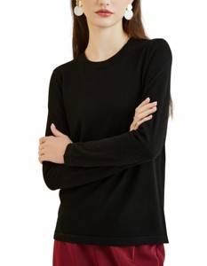Suéter de Punto Premium ODM para Mujer, Color Marrón Sólido, Manga Larga, Cuello Redondo, Corte Regular, Antipilling, para Todas las Temporadas, Estilo Minimalista - Product Image 4