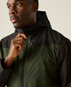 High Class <b>Men's</b> Olive <b>Green</b> <b>Waterproof</b> Quick Dry Windbreaker <b>Jacket</b> Hooded Zipper Closure Casual Autumn Outerwear Regular Fit - Product Image 3
