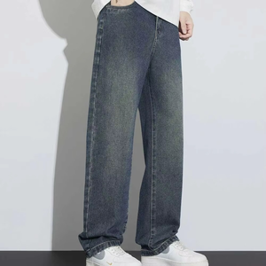 Service OEM – Jean en denim tissé décontracté, respirant, léger, coupe droite, taille mi-haute, pour garçons et hommes - Product Image 1