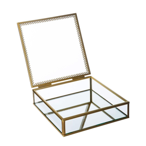 Modern Luxury AK Handicrafts Glass Jewelry Box Brass Metal Rim Snap Closure Custom Size Shape for Home Decor Storage Display - Product Image 3