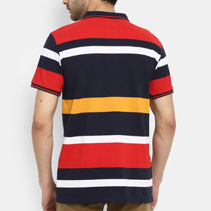 Chemise décontractée pour homme en coton tricoté à rayures, 100 % coton, avec poche poitrine, manches courtes, motif color block, coupe classique, séchage rapide - Product Image 2