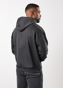 High Quality 240g No <b>Strings</b> Blank Fleece Drop Shoulder Pocket Autumn Men Cotton Pullover <b>Hoodies</b> Wholesale Custom Printing - Product Image 2