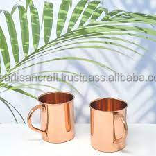 ชุดแก้วทองแดงบริสุทธิ์สำหรับมอสโกมิวล์ถ้วยทองแดงทุบด้วยมือสำหรับค็อกเทลเครื่องเรือนการตกแต่งห้องครัวโดยงานฝีมือของช่างฝีมือ - Product Image 5