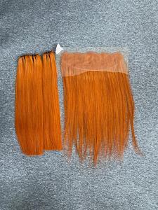 Extensiones de cabello humano virgen Remy recto de jengibre naranja con cierre Paquetes de cabello de color vietnamita - Product Image 5