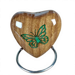 โกศใส่เถ้ากระดูกสัตว์เลี้ยงไม้มะม่วงสไตล์อเมริกันขายส่ง สลักลายรูปหัวใจตามสั่ง คุณภาพดีที่สุด - Product Image 1