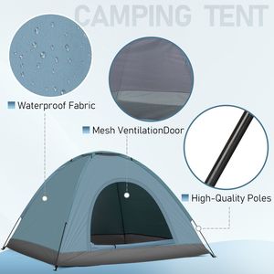 Tenda a Cupola Leggera Blu per 3-4 Persone con Logo Personalizzato, Tessuto in PVC e Fibra di Vetro per Campeggio, Eventi, Matrimoni, Giardini - Product Image 4