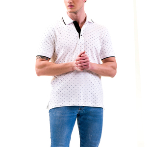 Chemise à manches courtes en tricot à pois blancs pour homme, polyester/coton, respirante, décontractée, sportswear, golf, coupe classique - Product Image 6