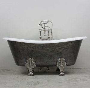 Baignoire autoportante à pattes en fonte vintage, design baril blanc pour salle de bain, hôtel, villa - Product Image 1
