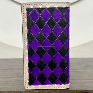 Nouveau portefeuille long personnalisé pour homme en cuir de vachette à carreaux, élégant et tendance, porte-monnaie et pochette, cadeau unisexe - Product Image 5